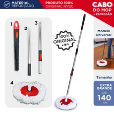 Cabo de Mop Giratório com Esfregão | 140cm | Limpeza Sem Esforço - MN