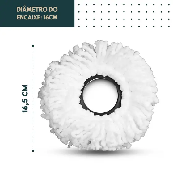 Kit C/2 Refis Para Mop Giratório Centrífugo – Microfibra Reforçada e Alta Absorção - MANIA
