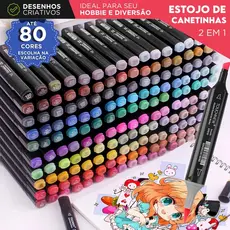 Canetas Marcadoras Ponta Dupla Touch Várias Cores com Estojo Profissional para Desenho e Pintura -MN