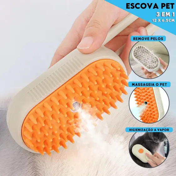 Escova Pet 3 em 1 – Remove Pelos, Massageia e Limpa Facilmente Ideal para Gatos, Cães e Roedores -MN