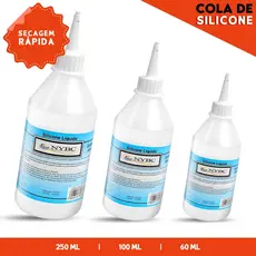 Cola De Silicone Líquida Transparente  250/100/60 Ml - Alta Fixação e Secagem Rápida - MANIA!