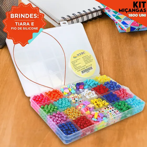 Miçangas e Letras Kit 1800 Peças Para Pulseirinha - Mania