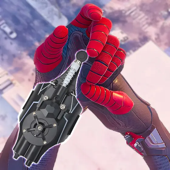 Lançador De Aranha Homem Coletor De Rosca Automático Elétrico Spider Silk Tecnologia Autêntica Preto Toy Rope Pulso