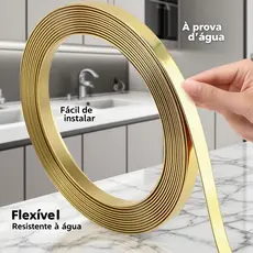 Fita Metalizada para Decoração 5 Metros, Adesivo Dupla Face PVC com Várias Larguras (6 a 25mm)