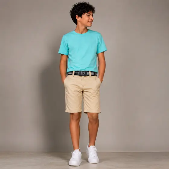 Bermuda Sarja Lycra Regulador Cós Escola Passeios Masculino 10 ao 16