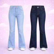 Calça Flare Feminina Juvenil Streech Denim Boca Larga Pantalona 10 ao 16 Anos
