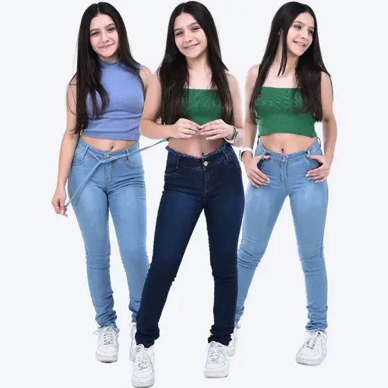 Kit Calça Jeans Infantil Juvenil Bolso Feminino Elastano Diversos Modelos 10 ao 16
