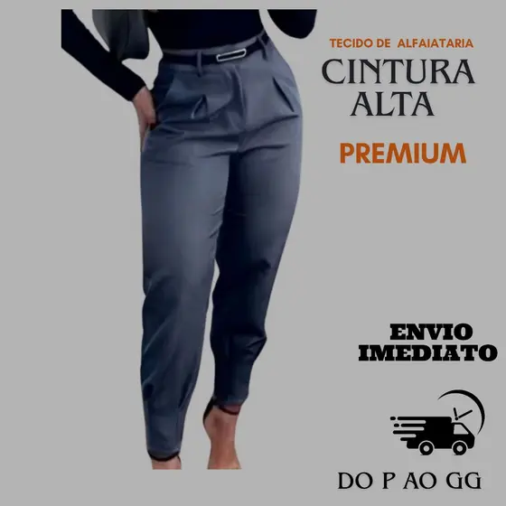 calça feminina alfaiataria, calça social, estilo elegante, calça cenoura com prega, moda executiva.