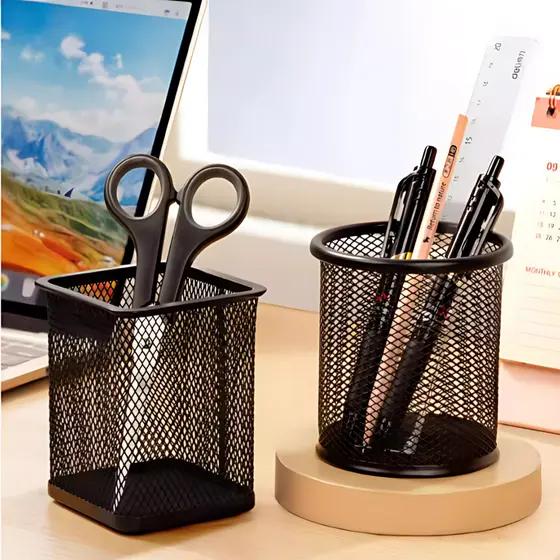 Porta Canetas Lapis Escritorio Organizador Mesa Redondo Quadrado Metal Aramado Qualidade