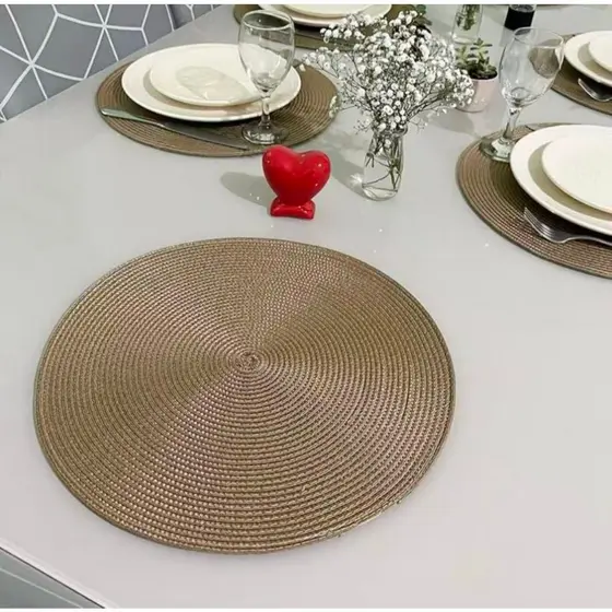 Kit 3 ou 6 Lugares Jogo Americano Sousplat Redondo Decorativo para Mesa Posta Cozinha 38cm