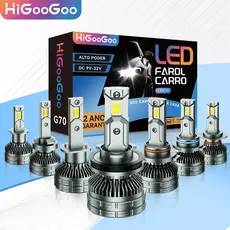HiGooGoo G70 LED Farol Automotivo 200W 40000LM 6500K H1 H3 H4 H7 H11 HB3 9005 HB4 9006 H27