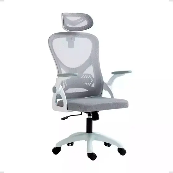Cadeira De Escritório Office Columbus Tela Mesh Rivatti Cor Branco E Cinza