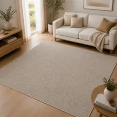 Tapete Jacquard Decorativo Clean Antiderrapante Moderno em Cores Neutras Para Sala e Quarto