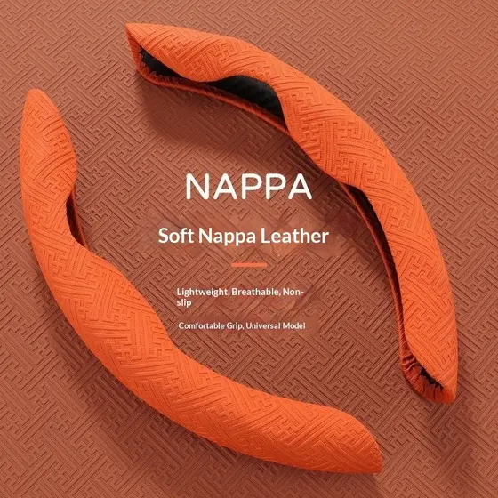 Capa para volante feita de couro Nappa, antiderrapante e absorvente de suor, protetor universal de meia capa, adequado p