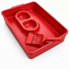 Kit Caixa de Areia para Gatos Bandeja + Comedouro  + Pá Higiênica