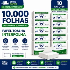 Papel Toalha Interfolha 10.000 Folhas 20x21cm Alto Rendimento Alta Absorção Econômico Profissional3