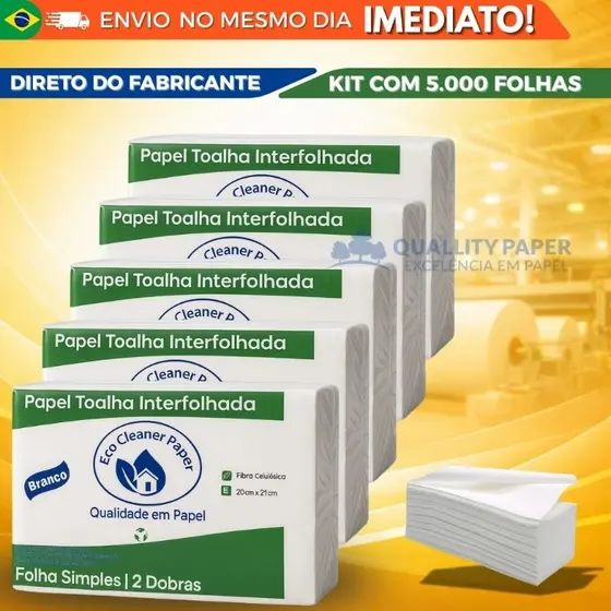 Papel Toalha Interfolhado Branco 5.000 Folhas 20x21cm Direto do Fabricante Envio Imediato2