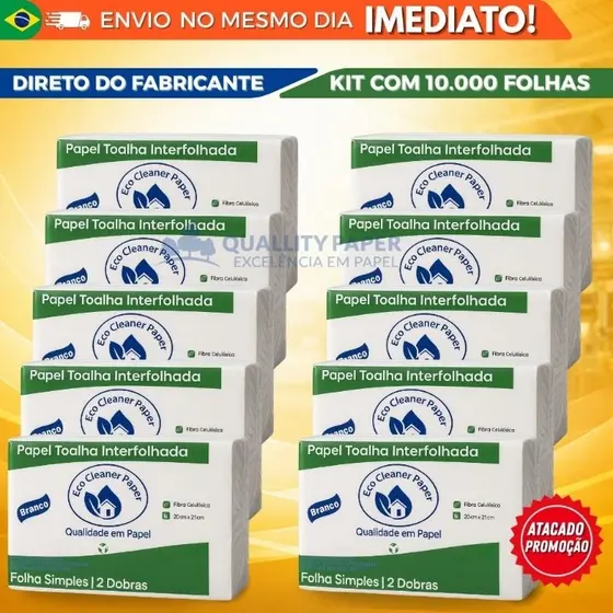 Papel Interfolha 20x21 cm Branco | para secar as mãos Ideal para Banheiro, Cozinha e Empresas-10.000 folhas17
