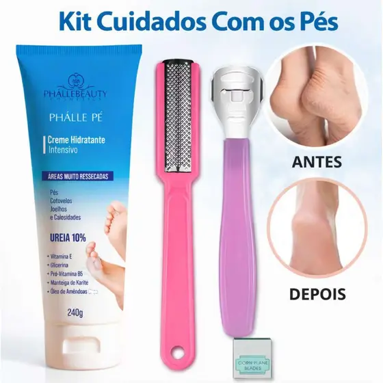 Creme Hidratante para Pés com Ureia 10% 240g Calcanhares Ressecados Cotovelos Joelhos Phálle Pé