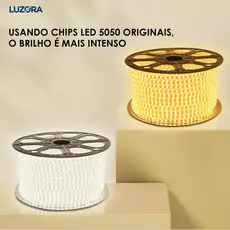 11 a 20 Metros Fita Mangueira de LED 5050 para Decoração 110V / 220V Branco Frio/Quente Com Conector