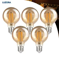 KIT 5 a 12 Lâmpada Filamento LED G80 Luz Quente Bivolt E27 Âmbar Edison 4W Estilo Retrô Vintage