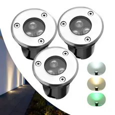 Kit 3 a 12 Balizador Spot Led 3W Embutir Chao Piso Jardim Prova Dagua Cúpula Cinza Estrutura 3cores