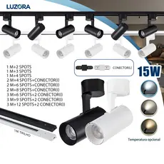 Kits Trilho Spot LED para trilho eletrificado Interno Econômico Luz Comercial ou Ambiente 15W Bivolt