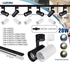 Kit Trilho Spot LED para trilho eletrificado Interno Econômico Luz Ambiente ou Comercial 20W Bivolt