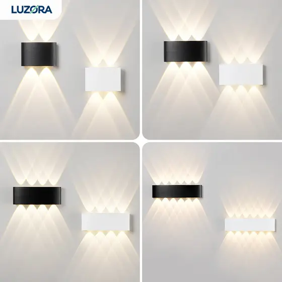 Arandela LED Meia Lua de Parede Luminária 4w 6w 8w 10w Fachos  Branco Ou Preta Branco Quente Bivolt