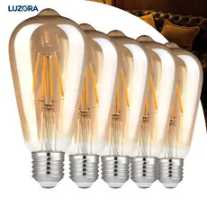 KIT 5 a 12 Lâmpada Filamento LED ST64 Edison 4W Estilo Retrô Vintage Luz Quente Bivolt E27 Âmbar