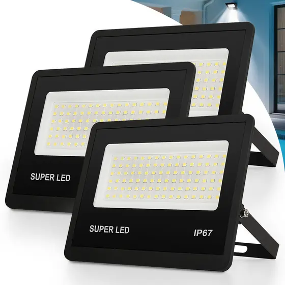 Kit3 a 10 Refletor LED 300W Holofote Bivolt Super Brilhante e Econômico IP67 à Prova d'Água Externas