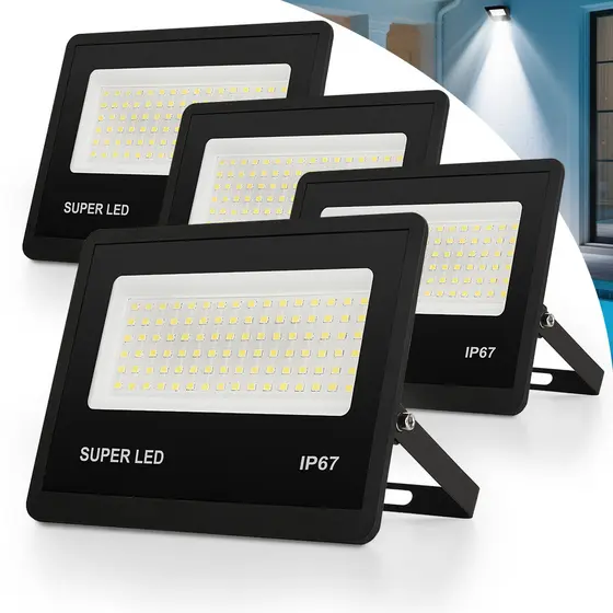 Kit4 a 16 Refletor LED 300W Holofote Bivolt Super Brilhante e Econômico IP67 à Prova d'Água Externas