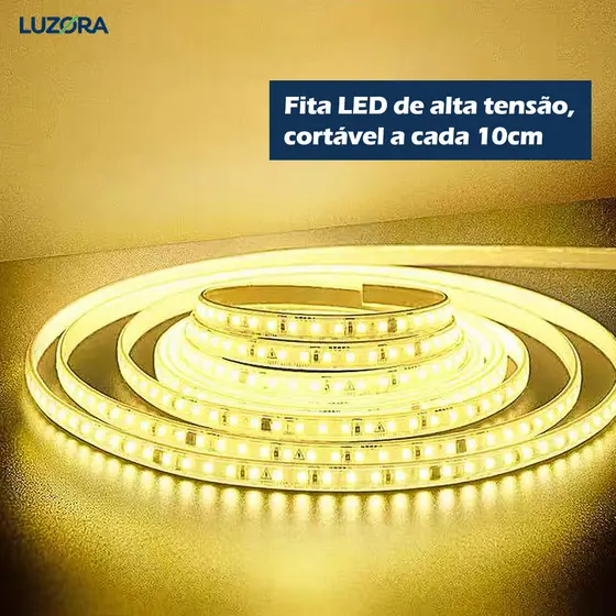 1 a 10 Metros Fita Mangueira de LED 3528 120 LED Com Conector para Decoração 220V Branco Frio/Quente
