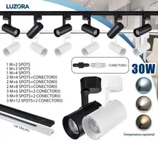 Kit Trilho Spot LED para trilho eletrificado Interno Econômico Luz Ambiente ou Comercial 30W Bivolt