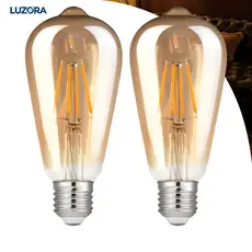 KIT 2 a 5 Lâmpada Filamento LED ST64 Edison 4W Estilo Retrô Vintage Luz Quente Bivolt E27 Âmbar