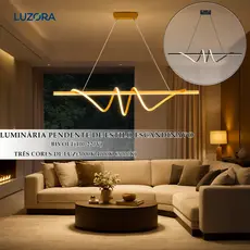 Lustre Pendente Led De Teto Para Sala Quarto Moderno Espiral Helix DNA Bivolt 3 Em 1 Dourado/Preto