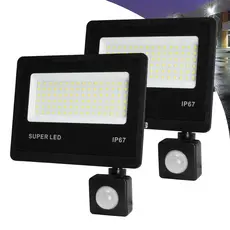 Kit 2 a 8 Refletor LED 300W Com Sensor De Presença Holofote Bivolt IP66 à Prova d'Água Branco Frio
