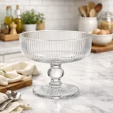 Jogo 6 Taças  Sobremesa Vidro 300ml Canelada Taça para Sorvete Açaí Mousse Sobremesa Vidro Elegante.