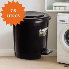 Lixeira com Pedal Preta Grande com Tampa Cesto de Lixo Banheiro Cozinha e Escritório Resistente Sala