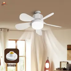 Ventilador de Teto com Luz para Pequenos Espaços Controle Remoto Instalação Fácil Silencioso Bivolt