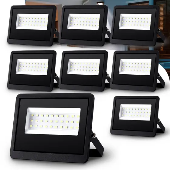 Kit 2-8 Refletor LED 100W Holofote Bivolt à Prova d'Água Super Brilhante e Econômico Frio Externas
