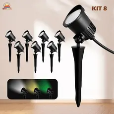Kits 2 a 8 LED Luminária Espeto Jardim LED 7W à Prova d’Água Branco Frio Quente ou Verde IP65 Bivolt