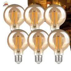 KIT 2 a 6 Lâmpada Filamento LED G80 4W E27 Âmbar Estilo Retrô Vintage Luz Quente Edison Bivolt
