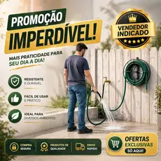 Suporte Enrolador de Mangueira 30m Casa Jardim Organizado Achadinho Top Kit