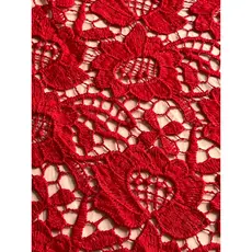 Tecido Renda Guipir  VAR 5 I 0,50m I  1m I 2m I 3m I Gripir Floral Ideal para Vestidos, Saias e Aplicações Vermelho/Pink
