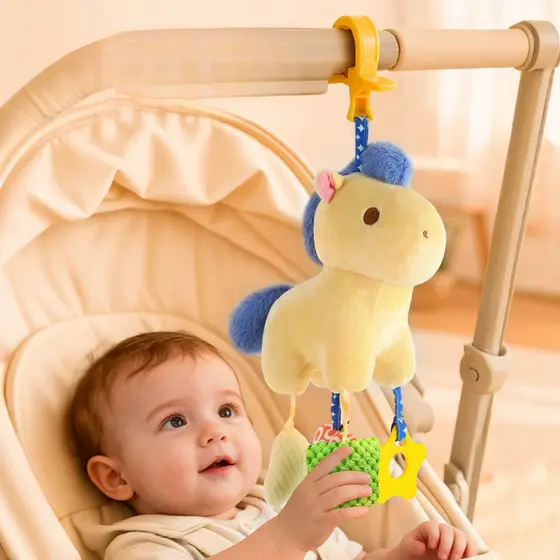 Brinquedo Cavalinho Pendurado para Berço e Carro Bebê, Brinquedo de Puxar, Ótimo Presente Infantil
