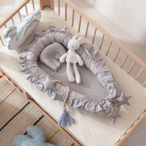 Cama Ninho Acolchoada 100% Algodão Tamanho Médio Prático para Recém-Nascidos Descanso Infantil