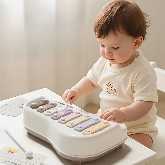 Xilofone Infantil 8 Notas Brinquedo Pedagógico Instrumento de Percussão para Desenvolver Música e Coordenação Motora