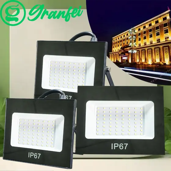Refletor Led 100W 200W 6500K Branco Frio Smd IP65 Prova D`agua Slim Projetor Holofote VENTO