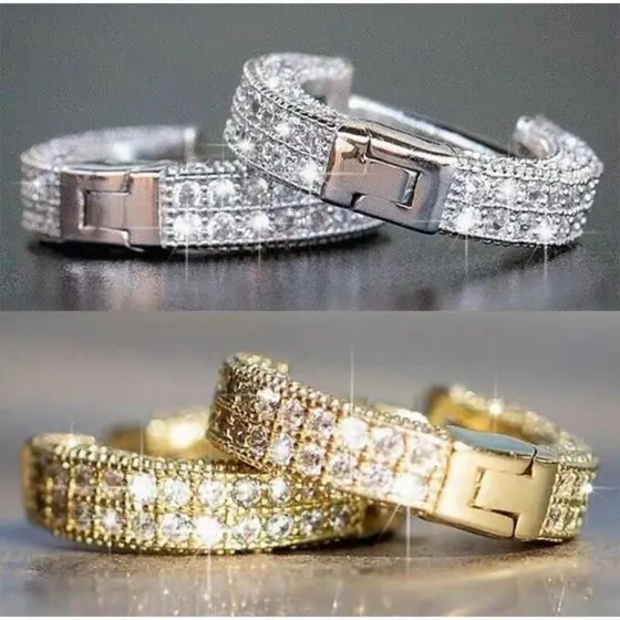 Brincos de luxo leves e modernos com microincrustações de zircônia para mulheres